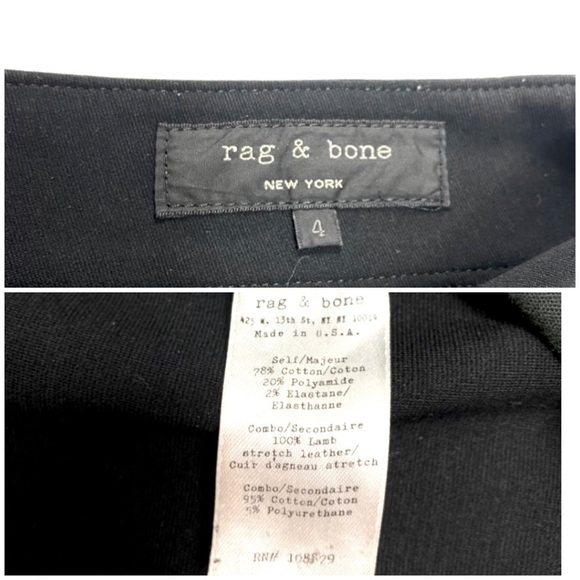 Rag and Bone Rare Lambskin Side Panel Leggings Stretch Leather Pants in Black - Picture 6 of 9